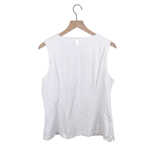 J. McLaughlin White Textured Geometric Stretch Tank Top Women's Size XL Preppy - Picture 2 of 7